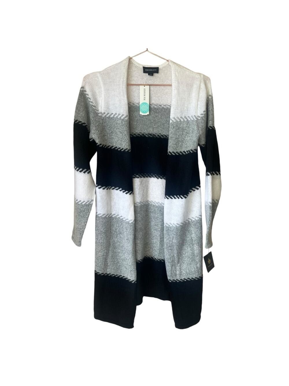 Fortune + Ivy Women's Cardigan Soft Black & White Gray Size XS NWT